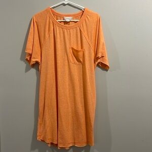 Loveriche heathered orange acid wash basic pocket t shirt dress